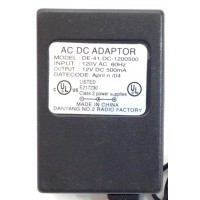 CARGADOR / ADAPTADOR DE FUENTE DE ALIMENTACION AC/DC SLLEA / NUMERO DE PARTE DE-41-DC-1200500 / ENTRADA VCA 120V~ 60HZ / SALIDA VCD 12V 500MA / E217230 / MODELO DE-41-DC-1200500